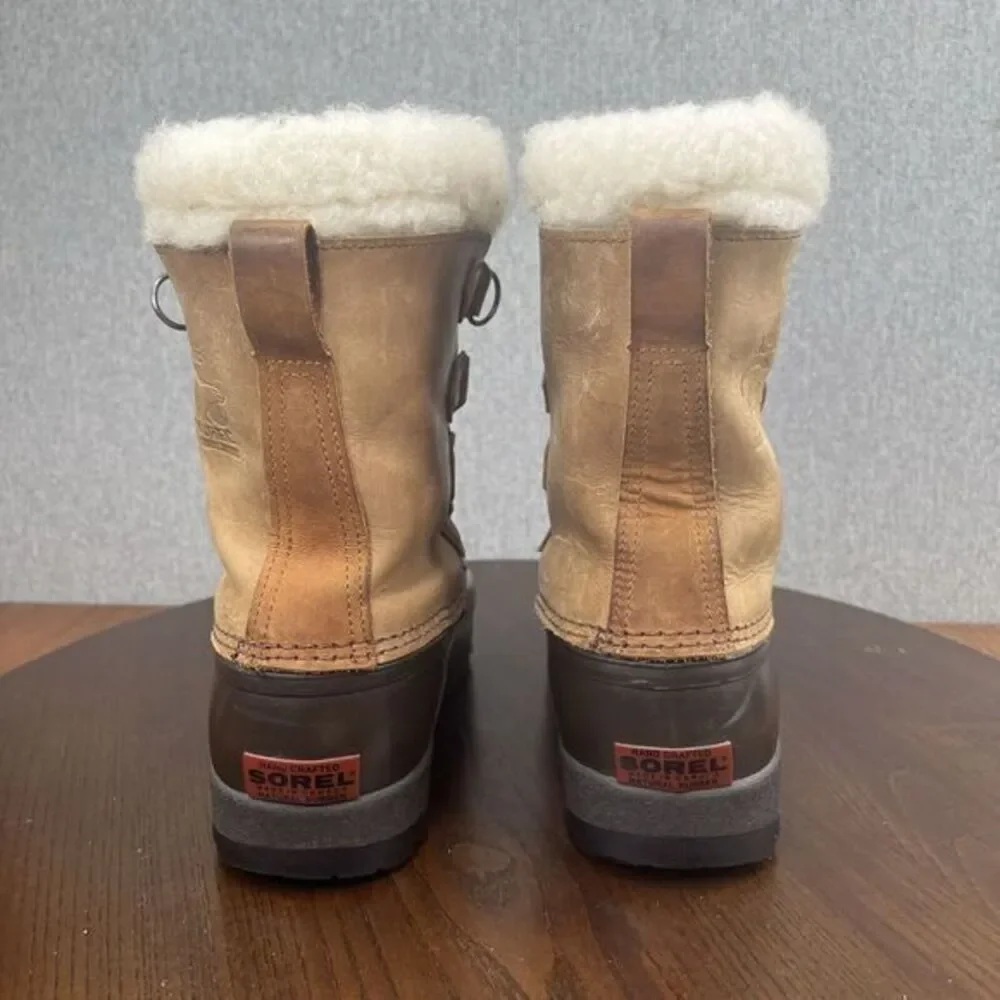 Sorel Alpine Boots Womens Size 7W Brown Leather Shearling Waterproof Snow Winter